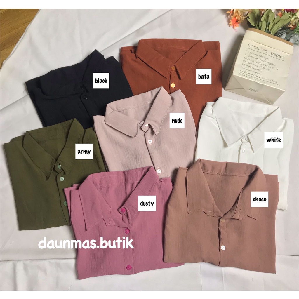 1KG MUAT 5PCS | BECCA KEMEJA CROP AIRFLOW CRINKLE OOTD SELEBGRAM FASHION GROSIR MURAH WANITA