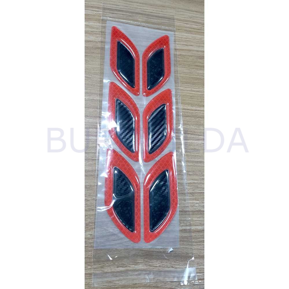 stiker reflektor Carbon Fiber Auto Warning Decal Strips 6PCS accesoris mobil burnhilda