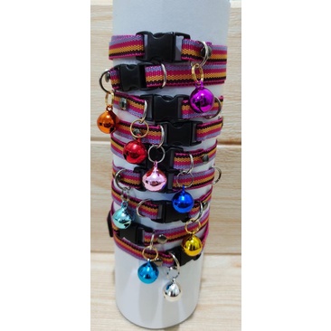 KALUNG KUCING ANJING MUSANG KELINCI MOTIF GARIS + LONCENG