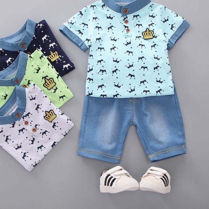 Kekinian -  SET Mahkota momo - Stelan bayi laki laki - stelan anak laki laki - pakaian anak