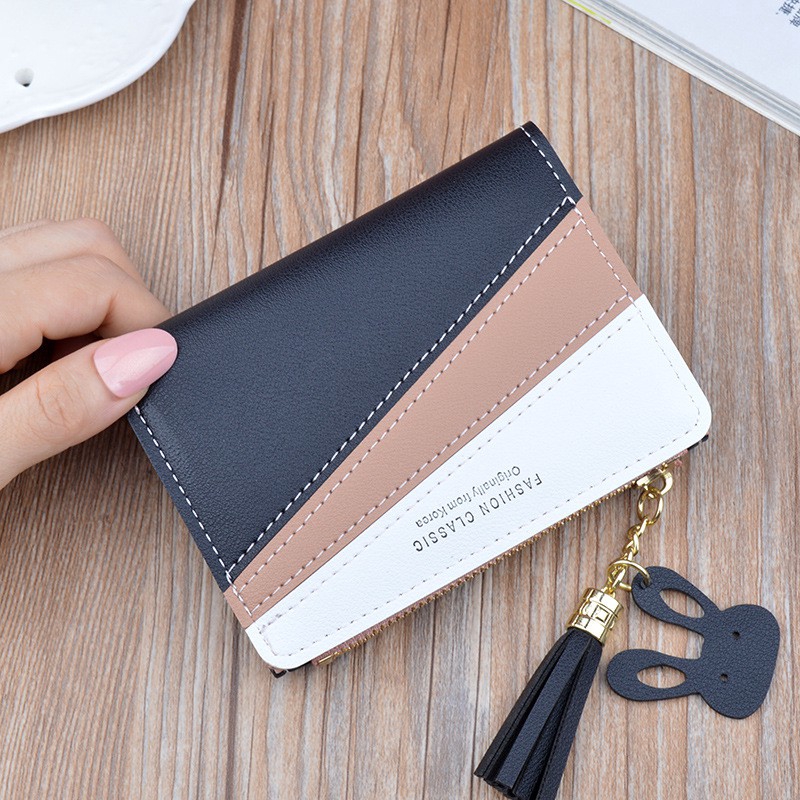 (COD) Dompet Kulit Wanita Korean Wallet For Women Tassel Fashion Short Wallet MALL SHOPPING