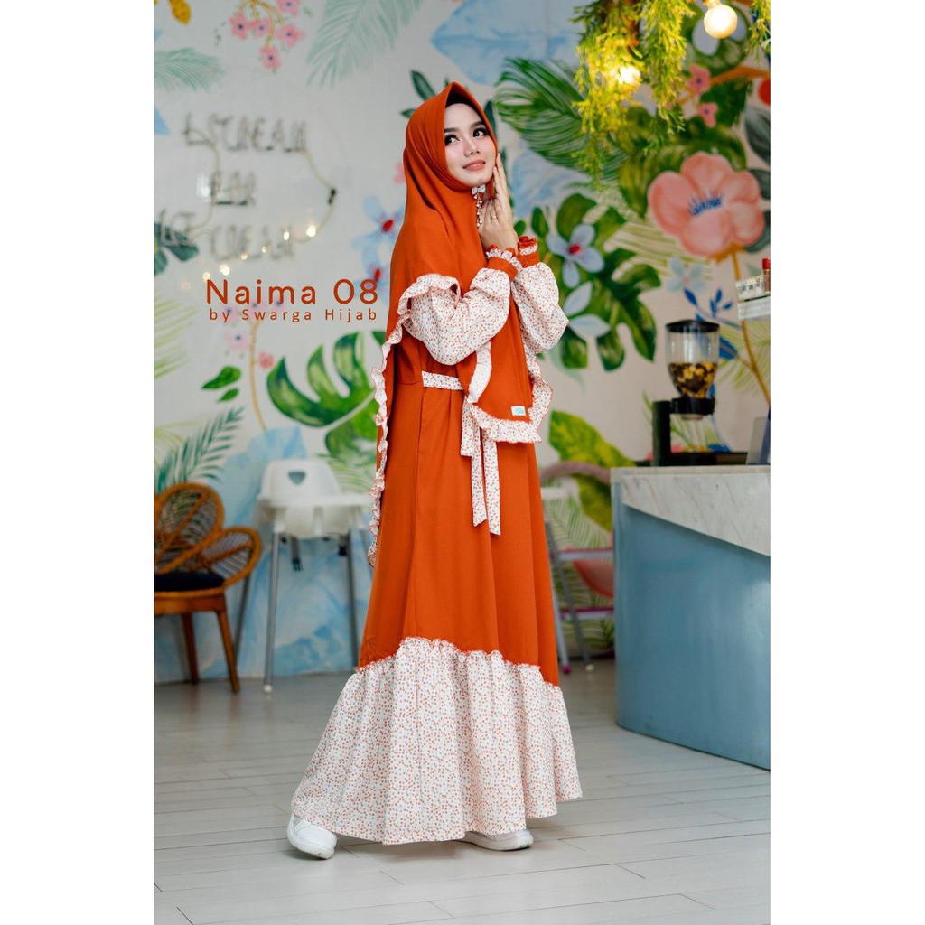 GAMIS NAIMA 08 ORANGE BATA ORIGINAL BY SWARGA HIJAB