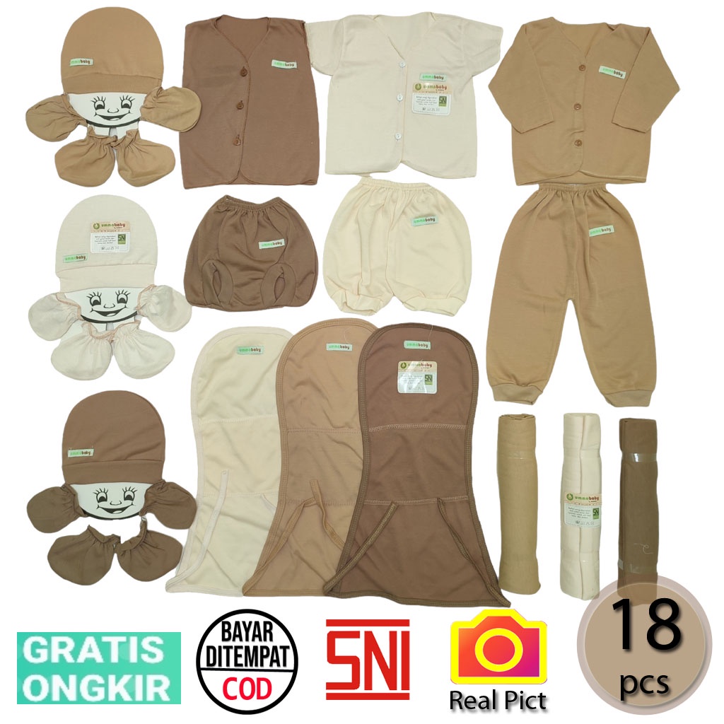 18 PCS Setelan Baju Bayi Celana Bayi Set Lengkap Kado Lahiran Bayi Baru Lahir Setelan Baju Bayi Bedong Popok Sarung Tangan Kaki Topi Gift Set Murah