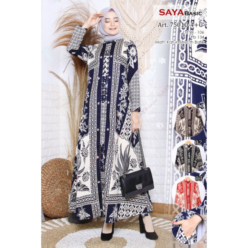 MAXI DRESS BATIK/GAMIS SYARI KATUN STRETCH/BAJU MUSLIMAH BUSUI/PAKAIAN WANITA MAYUNG SAKU SAMPING