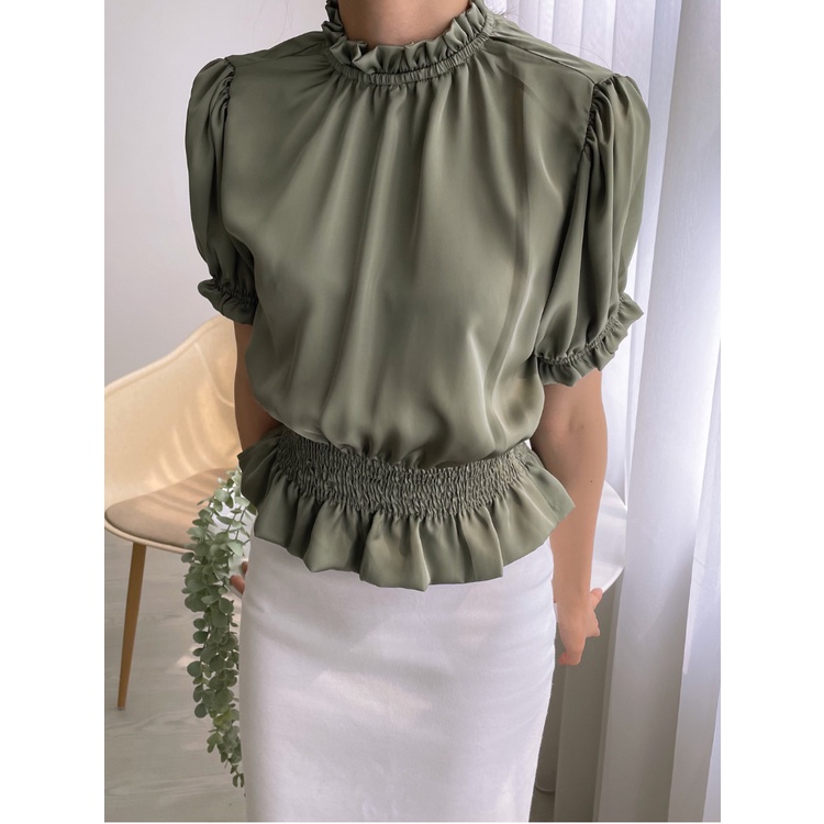 Kadaka T-0406 Satin Blouse Detail Smock Elegant