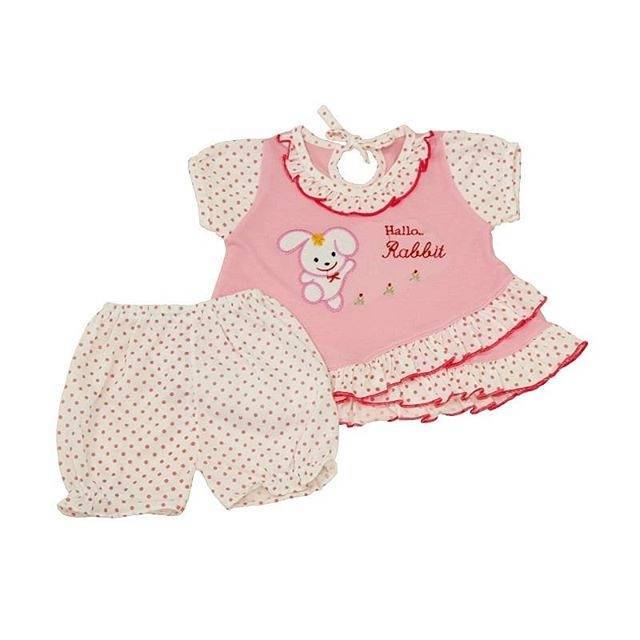 Setelan Baju Bayi Perempuan Hello Rabbit/Dress Bayi/Setelan Lengan Pendek Bayi