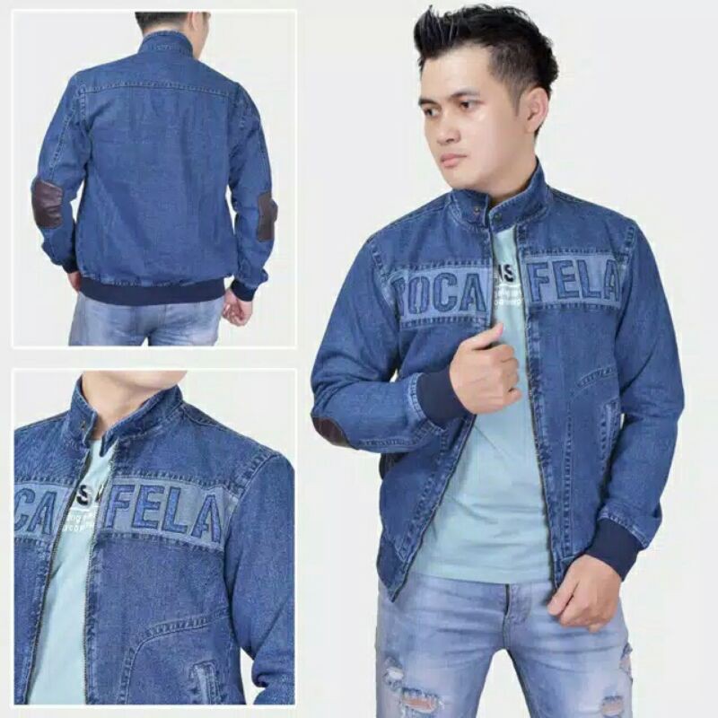 Jaket Jeans Bordiran Dada Roca Fella Pria / Jaket Jeans Distro Pria / Jaket Denim pria / fashion