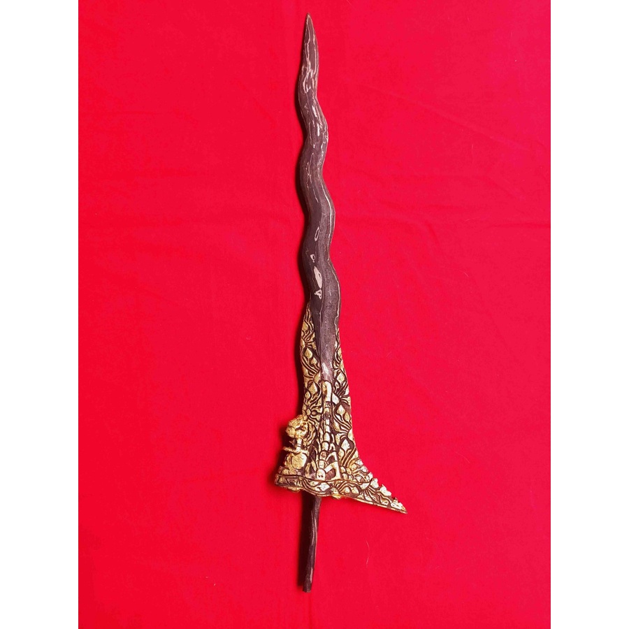 Pusaka Keris Luk 9 Pamor Wengkon Kinatah Kamardikan Koleksi Antik