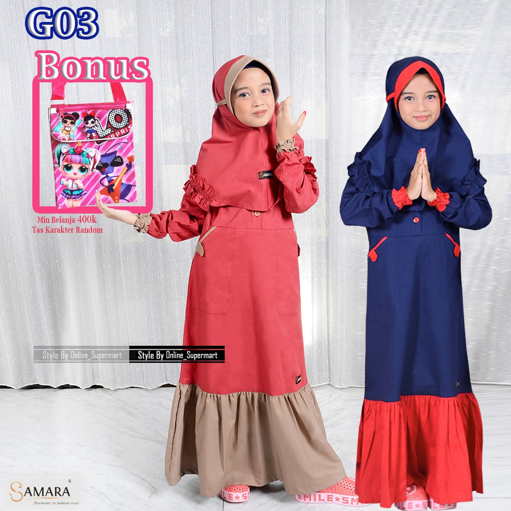 Gamis / Baju Muslim Anak Perempuan usia 2-4-6-8-9-10-11-12 tahun