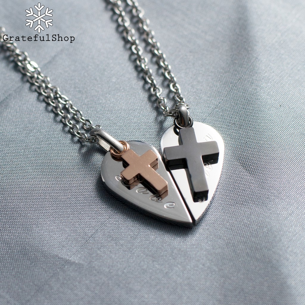 Grosir (SSC) Grateful - KALUNG PRISCILLA (KALUNG SALIB COUPLE / PASANGAN) CROSS NEKLACE STAINLESS