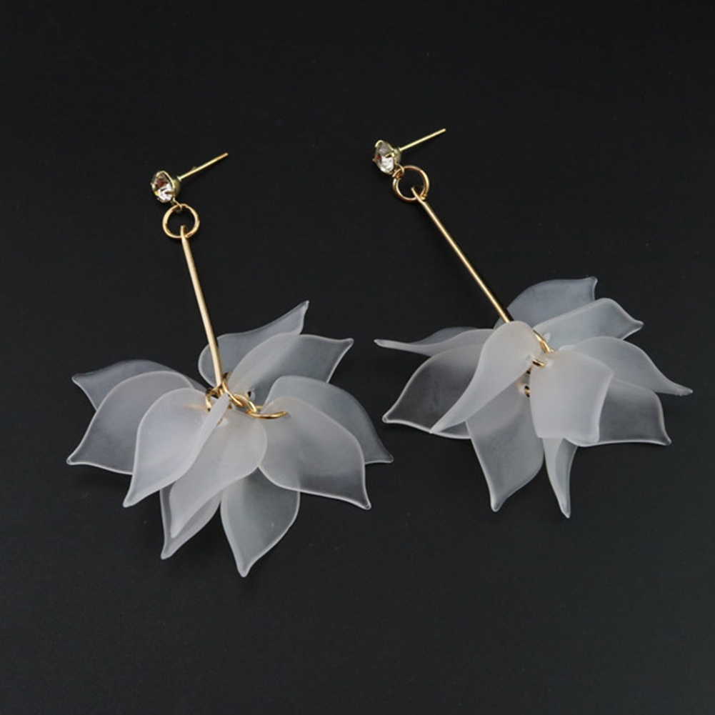 Hu Hu Hu Hu Hu Alat Bantu Pasang Kacamata♡ Anting Stud Panjang Menjuntai Bentuk Kelopak Bunga Bahan Resin Untuk Wanita