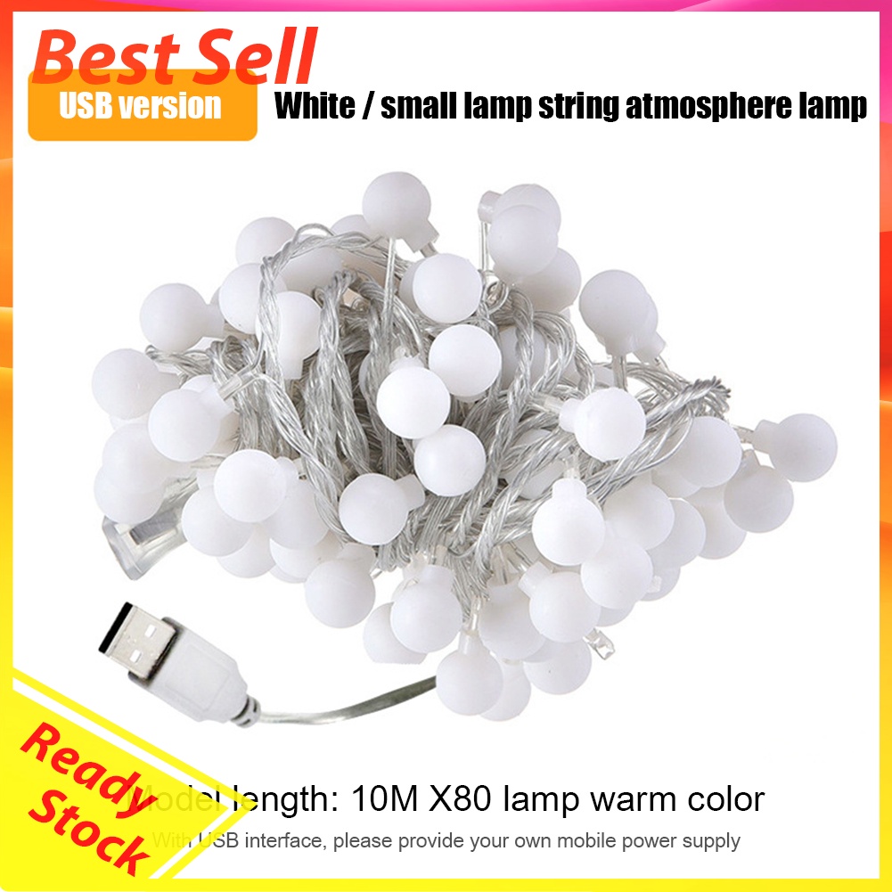 10m Outdoor Camping LED Light String USB Charging Hanging Decorative Lights