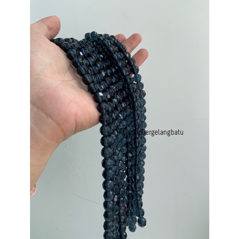 kristal bola dunia cutting 10mm BLACK QUARTZ HITAM bening ceko bulat bahan kalung gelang kerajinan tangan manik crystal