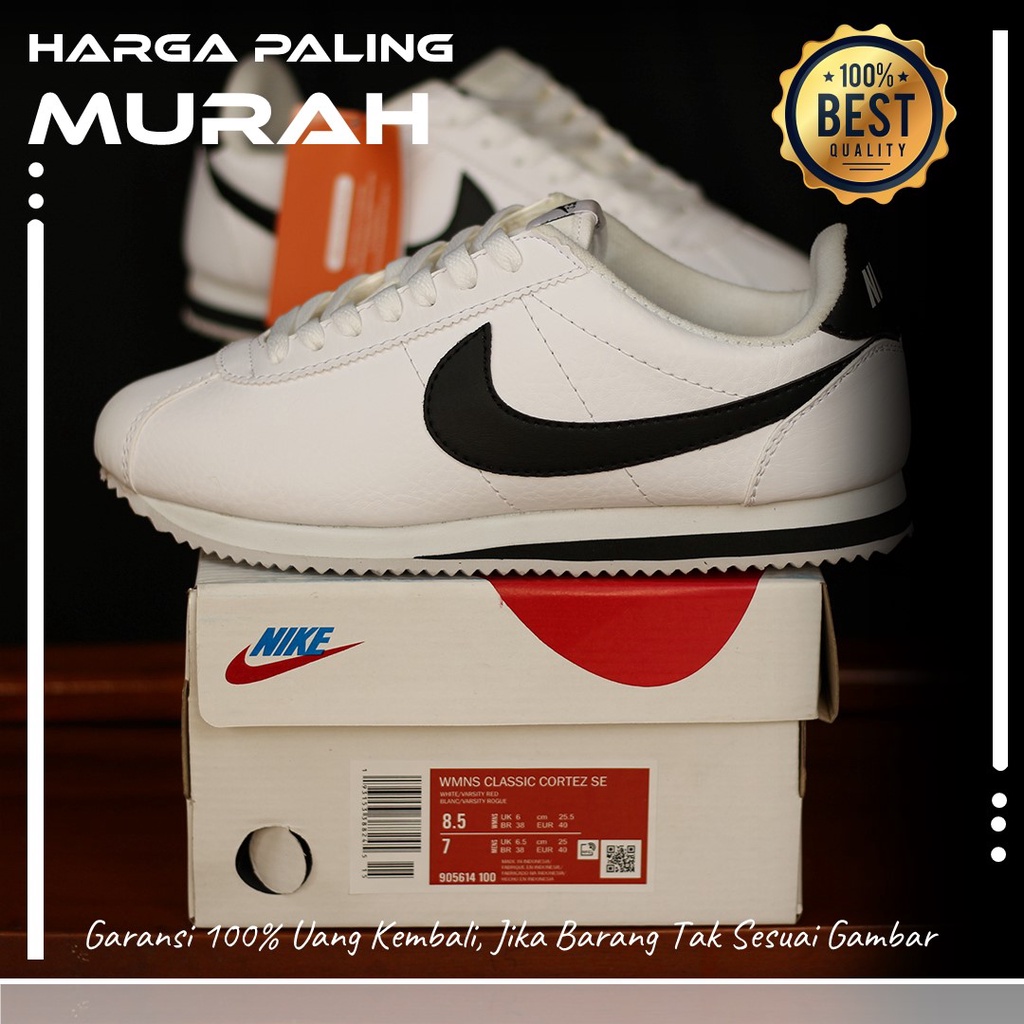 PROMO! Sepatu Nike Cortez White Black, BNIB Premium, Harga Murah, Kualitas Mewah. Bisa COD