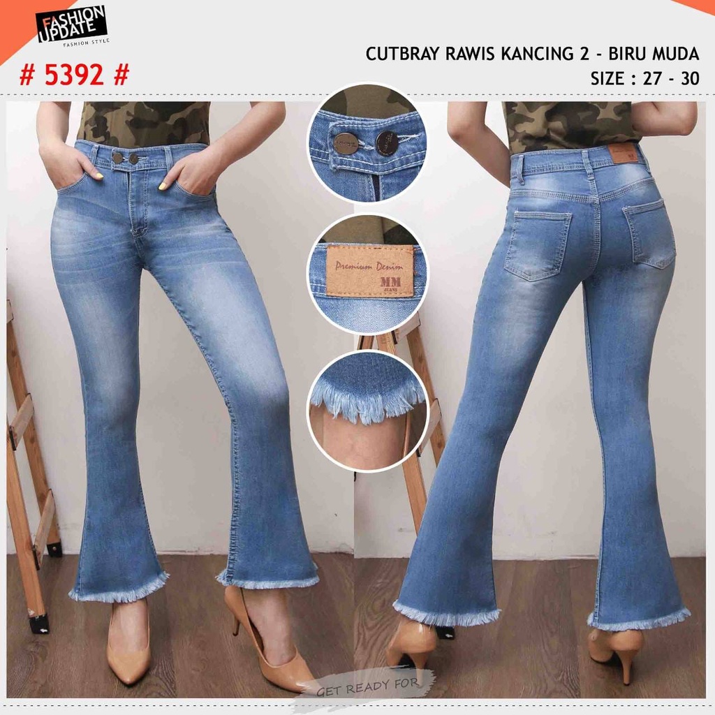 Celana Jeans Wanita Cutbray Rawis Kancing Dua Rawis 27-30 Bisa Bayar Ditempat(COD)