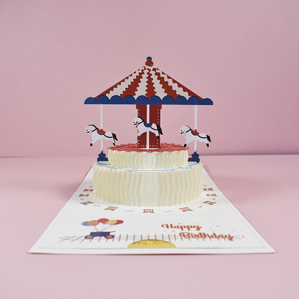 [Elegan] Kartu Ucapan Pop-Up Istri Suami Kue Ulang Tahun Happy Birthday Postcards Dengan Undangan Amplop