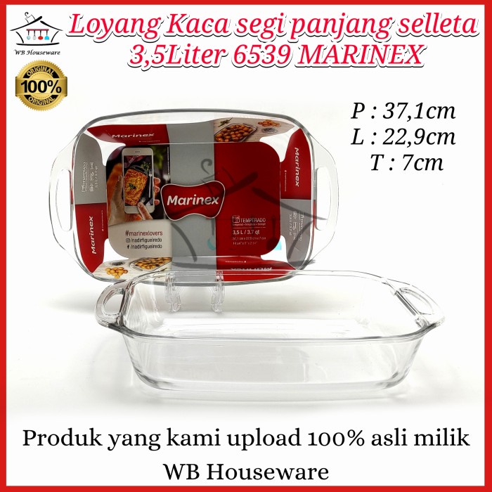 Loyang Kaca - Loyang Kaca Tahan Panas Segi Panjang 3,5Liter Marinex 6539