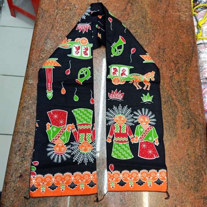 selempang pria betawi cukin ondel ondel - Hitam