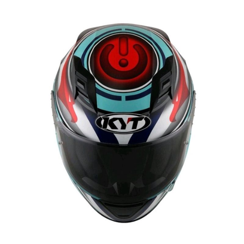 Helm KYT R10 race EDT #1 Aqua Blue/Red Fluo/White - Helm KYT R10 Original - Charmoto