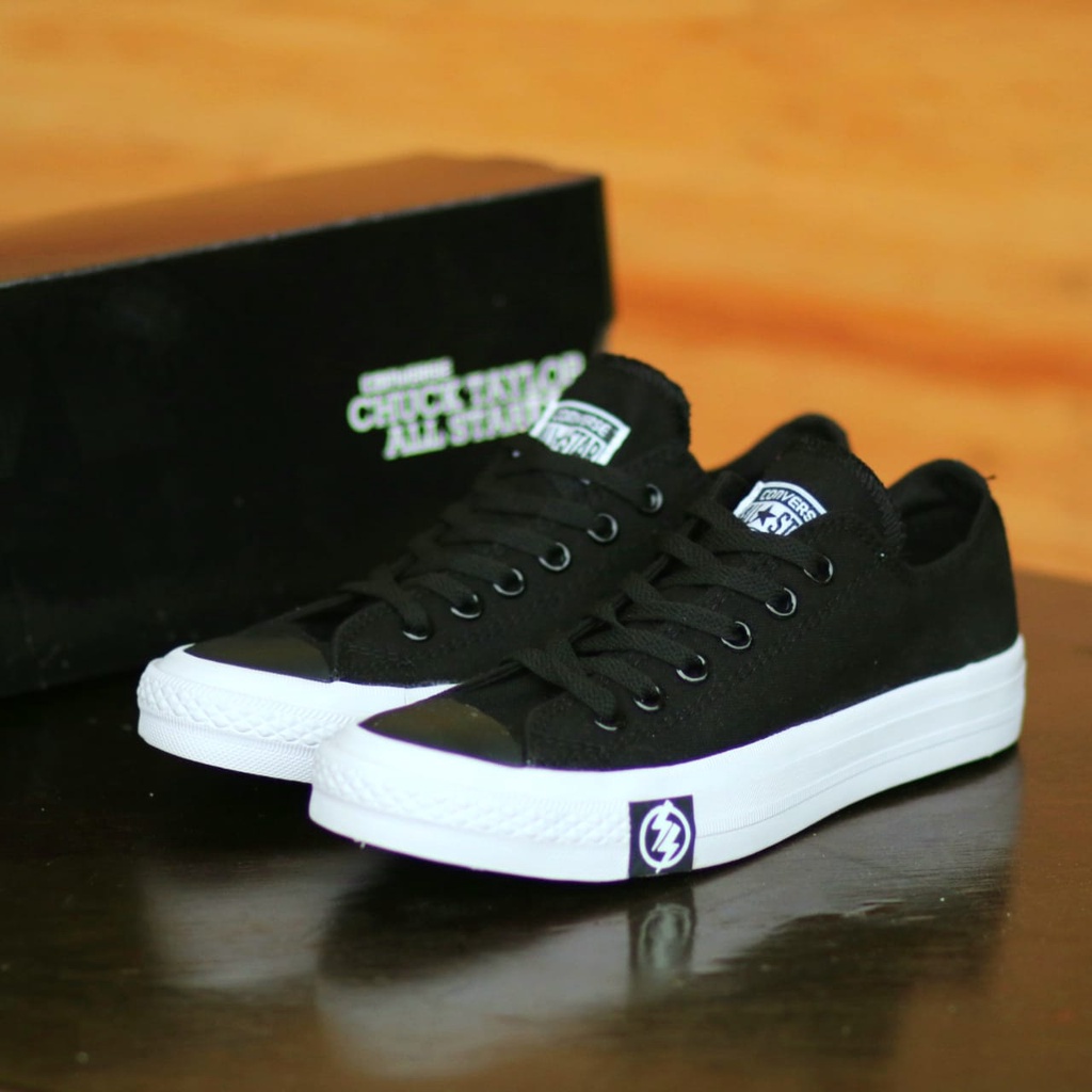 100  premium converse ct flash chuck taylor all star black hitam pria wanita unisex free box
