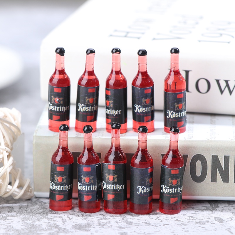 10pcs / set Miniatur Botol Wine Bahan Resin Untuk Aksesoris Rumah Boneka 1 / 12