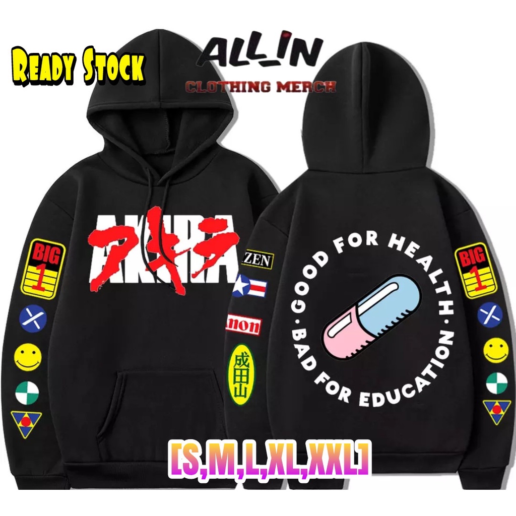 HOODIE COSPLAY ANIME MANGA JEPANG AKIRA GOOD FOR HEALTH BAD FOR EDUCATION (READY SIZE S-XXXL)