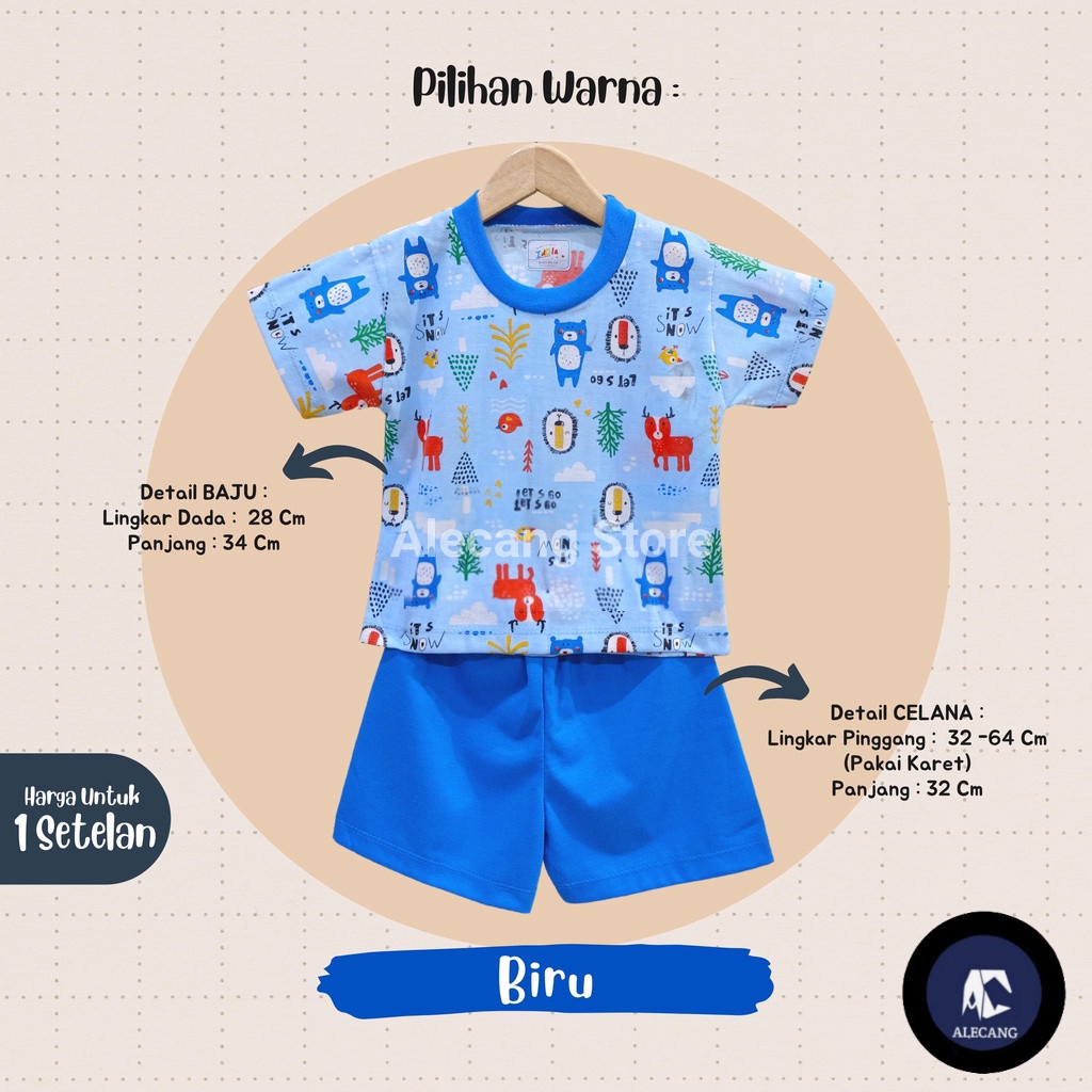 Setelan Pendek Baju Bayi Size 6 - 12 Bulan merk Tralala / Idola, Piyama Bayi DASAR WARNA