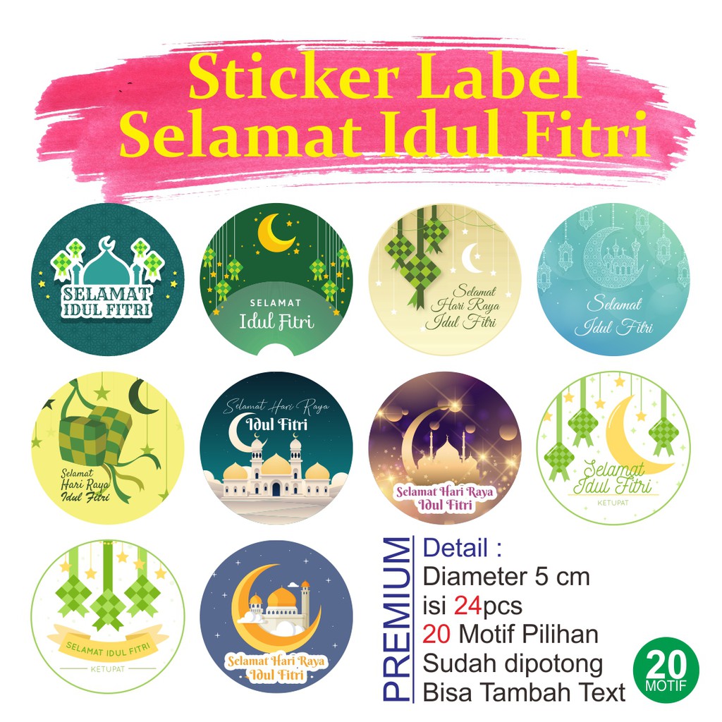 

Sticker / Stiker Label Hampers Kue Kering Selamat Idul Fitri Custom Nama 20 Motif