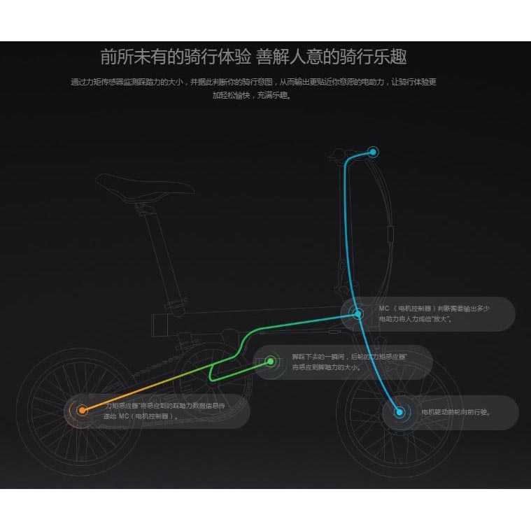 Xiaomi QiCycle EF1 Sepeda Elektrik Lipat Smart Bicycle (China) TDR01Z-Hitam