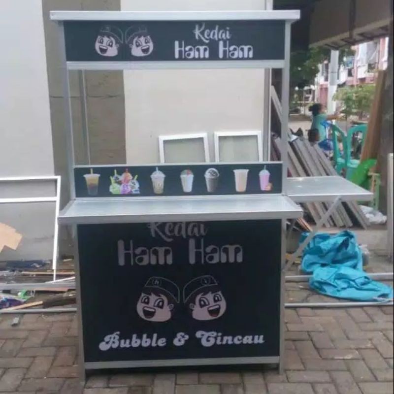 BOOTH PORTABLE STAND JUALAN MAKANAN MINUMAN FULL COVER