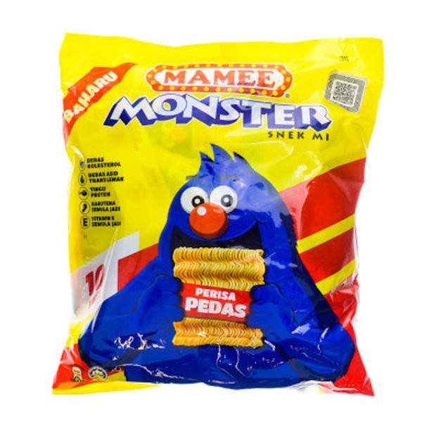 Mamee Monster Spicy Snack Noodles 8 x 25g | pedas | camilan | mie | makanan ringan
