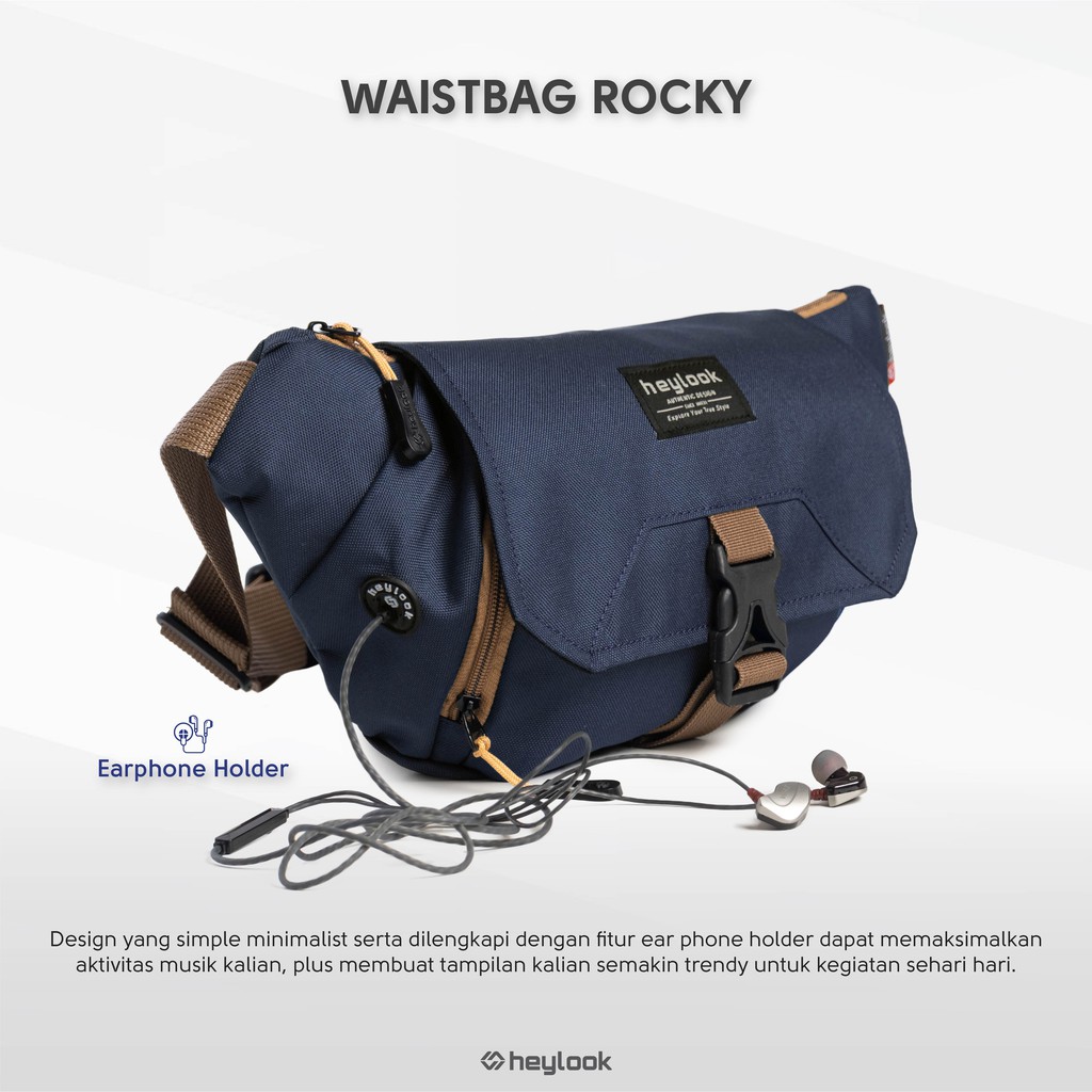 HEYLOOK Project - Tas Selempang Pria ROCKY Tas Distro Tas Slempang Murah Waistbag Cowo Tas Pinggang Laki Laki Shoulder Bag Crossbody Bag Sling Bag Cowok