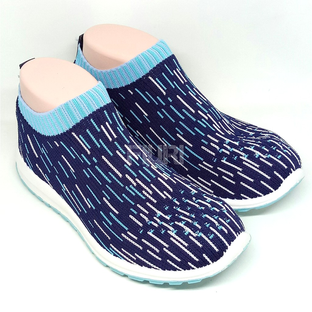 FIURI - ANDO Original SOFFIE Navy Biru Tosca 37-40 - Sepatu Olahraga Lari Wanita - Sepatu Sekolah - Sepatu Ando - Sepatu Sneakers Kuliah Senam Gym Jogging Sport Wanita - Sepatu Casual - Sepatu Rajut Slip On - Fashion Wanita