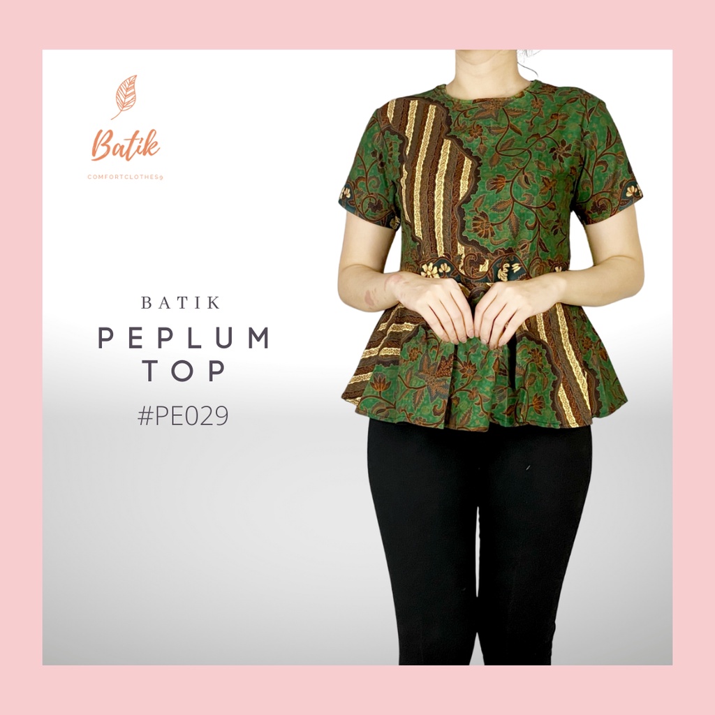 COMFORTCLOTHES9 - [ REAL PICT] ATASAN BATIK WANITA  PEPLUM  SIZE M,L,XL BAJU BATIK WANITA-3