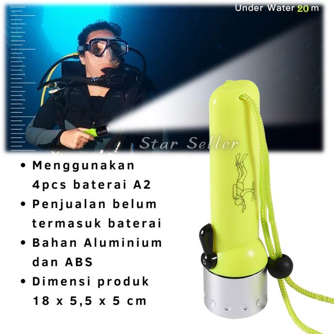 ST-05 SENTER SELAM TANGAN LED ANTI AIR / LIGHT DIVING FLASHLIGHT CREE W2 LED