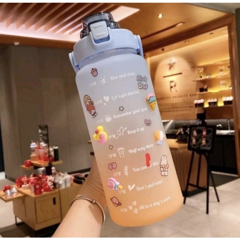 Botol Minum Motivasi - Bitol Minum 2L - Botol Minum Viral 2 Liter + Sticker