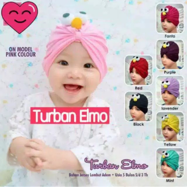 GASYIL Turban Bayi ELMO / ciput baby newborn / topi anak perempuan TURBAN ANAK LUCU TURBAN BABY MURA
