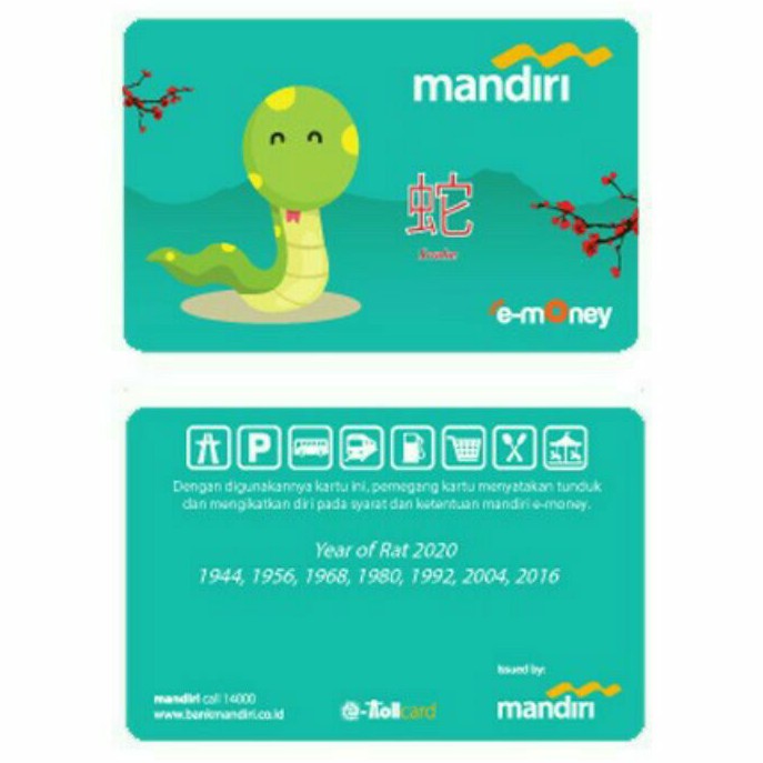 Kartu eMoney Mandiri eTOLL Shio 2020 - ULAR ORI /Like eTOLL Tapcash Flazz or Brizzi