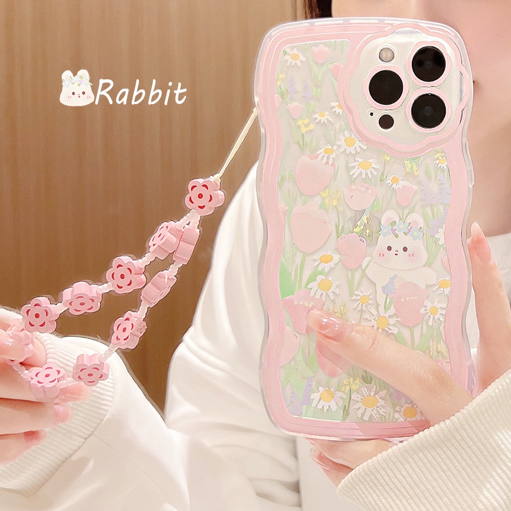 Case Pelindung Transparan Motif Bunga Kelinci Untuk Iphone 11 8 7 Plus SE2 XS XR 12 13 PRO MAX