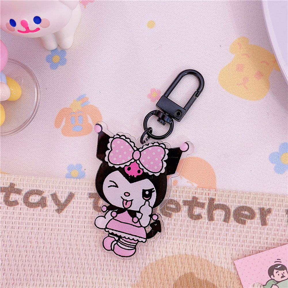 Needway  Creative Anime Key Chains Cute Cartoon Kuromi Korean Key Rings Backpack Hanging Charm Skull Car Key Ornaments Acrylic For Women Men Bag Pendant