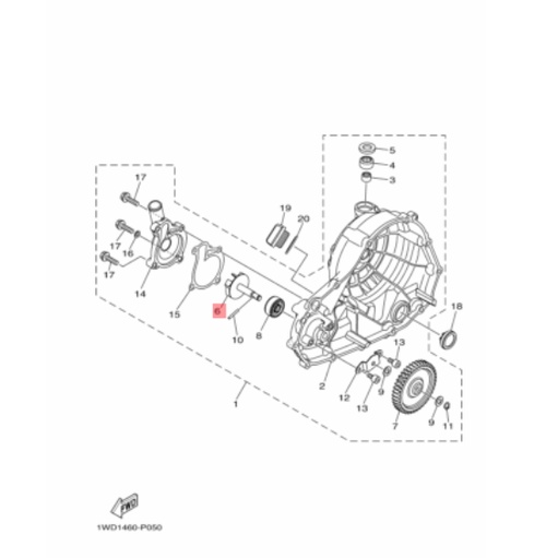 shaft kipas impellar waterpump water pump r25 mt25 original ygp 1WD-E2450-00