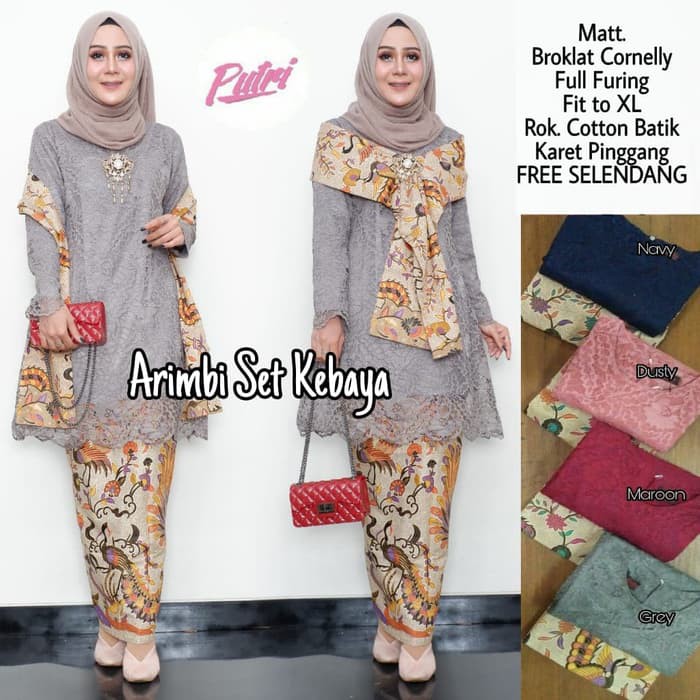 TRENDY Pakaian wanita muslim syari setelan ramadhan lebaran setelan kebaya arimbi batik broklat musl