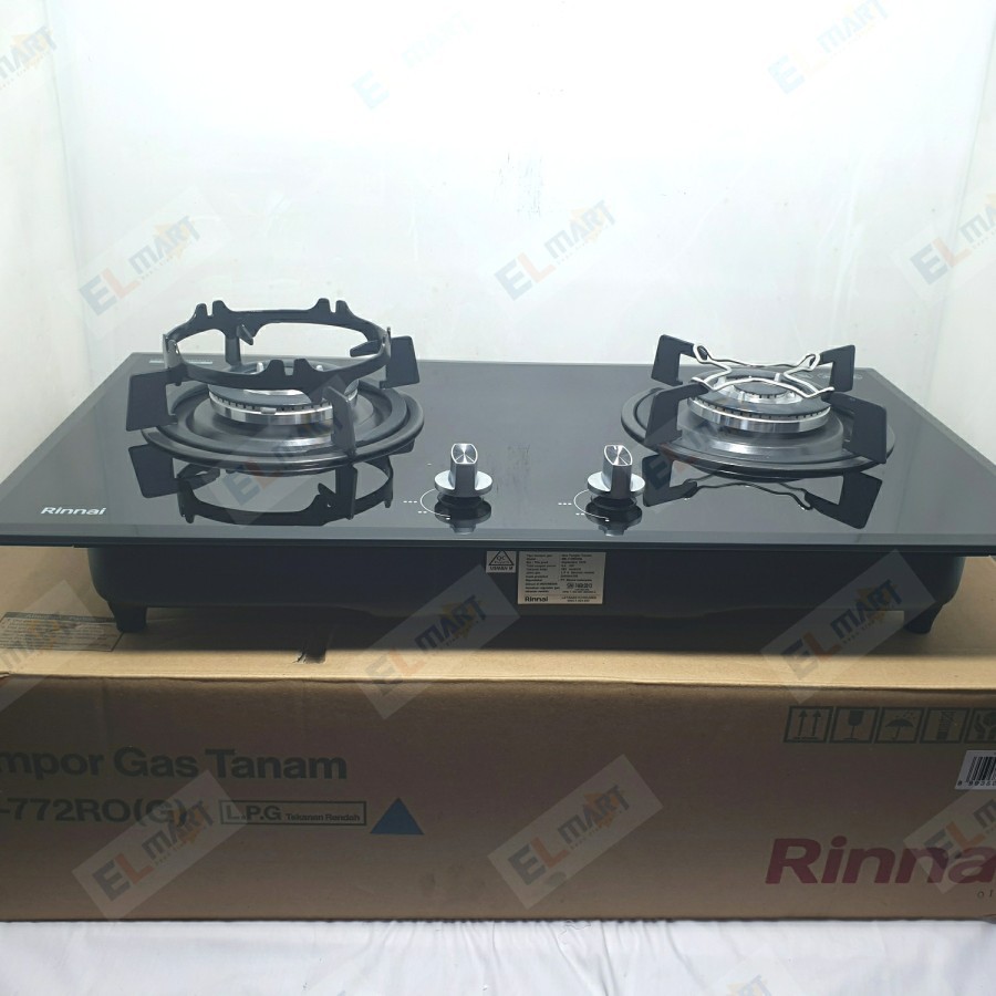 Rinnai Kompor Tanam  2 Tungku RB 772ROG - 772 ROG  RB772ROG Kaca SNI Kaca Tempered