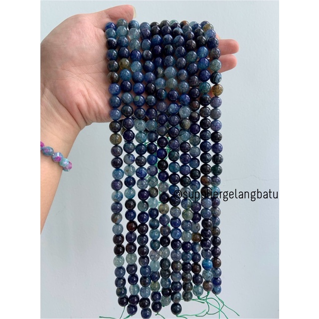 natural APATITE serat 10mm bahan aksesoris gemstone premium biru ungu bahan kalung gelang anting strap mask kerajinan tangan craft citayam fashion week etink vintage elegan bali manik crystal perhiasan