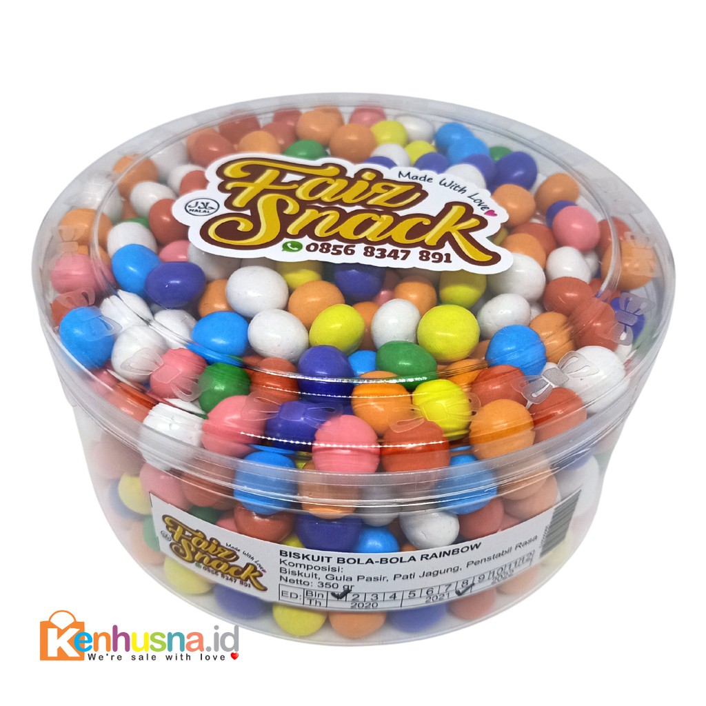 

Biskuit Bola-Bola Pelangi Rainbow 350g Kemasan Toples