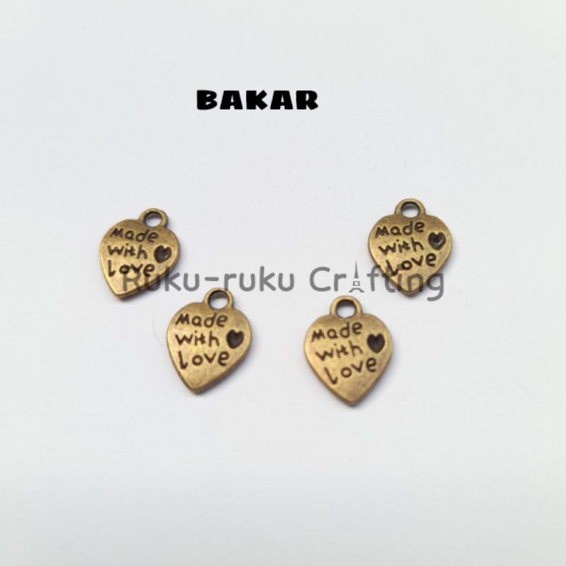 Charm Bandul Liontin Motif Love Kunci Daun Bahan Kerajinan DIY