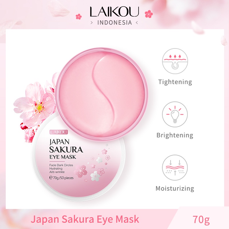 LAIKOU Jepang Sakura Eyemask Peremajaan Kulit Menghilangkan Garis-garis Halus Eye Patch Memperbaiki 50 Pcs