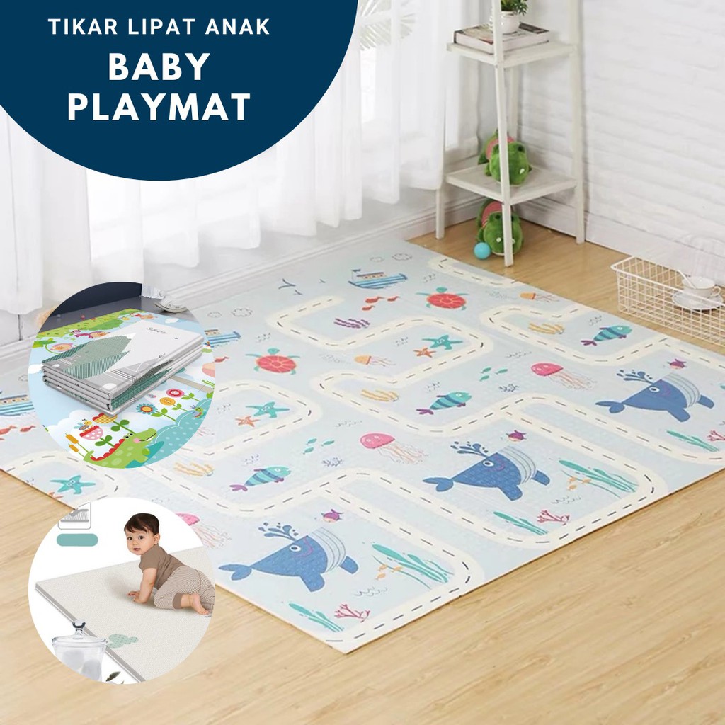 Tikar Lipat /  Karpet Lipat Anak Waterproof Baby Playmat Foam 200x180cm Tipis  /  RANDOM MOTIF