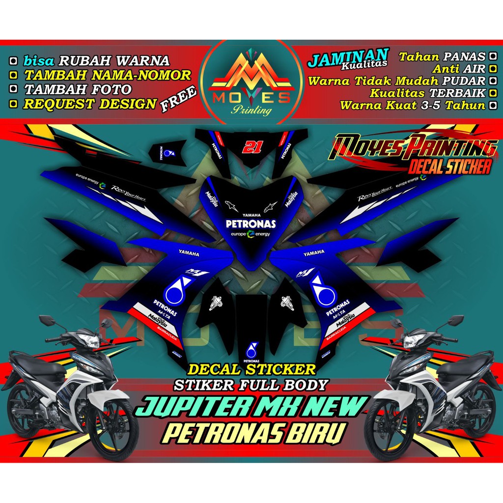 Decal stiker motor jupiter mx new full body striping motor mx new full body-petromas biru stiker mx 