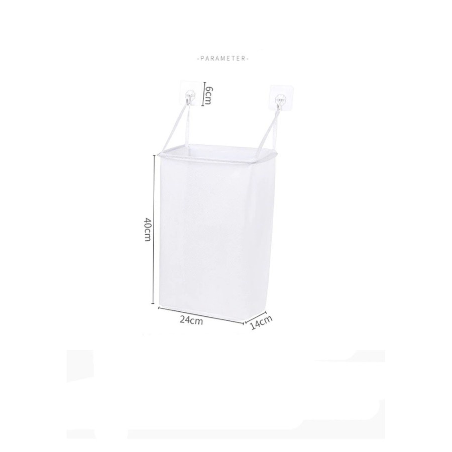 Keranjang Gantung Pakaian Kotor Laundry Basket Wall Mounted - YJ39 - White